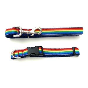 Preston Nylon Rainbow Stripe Dog Collar And 6ft Leash Set